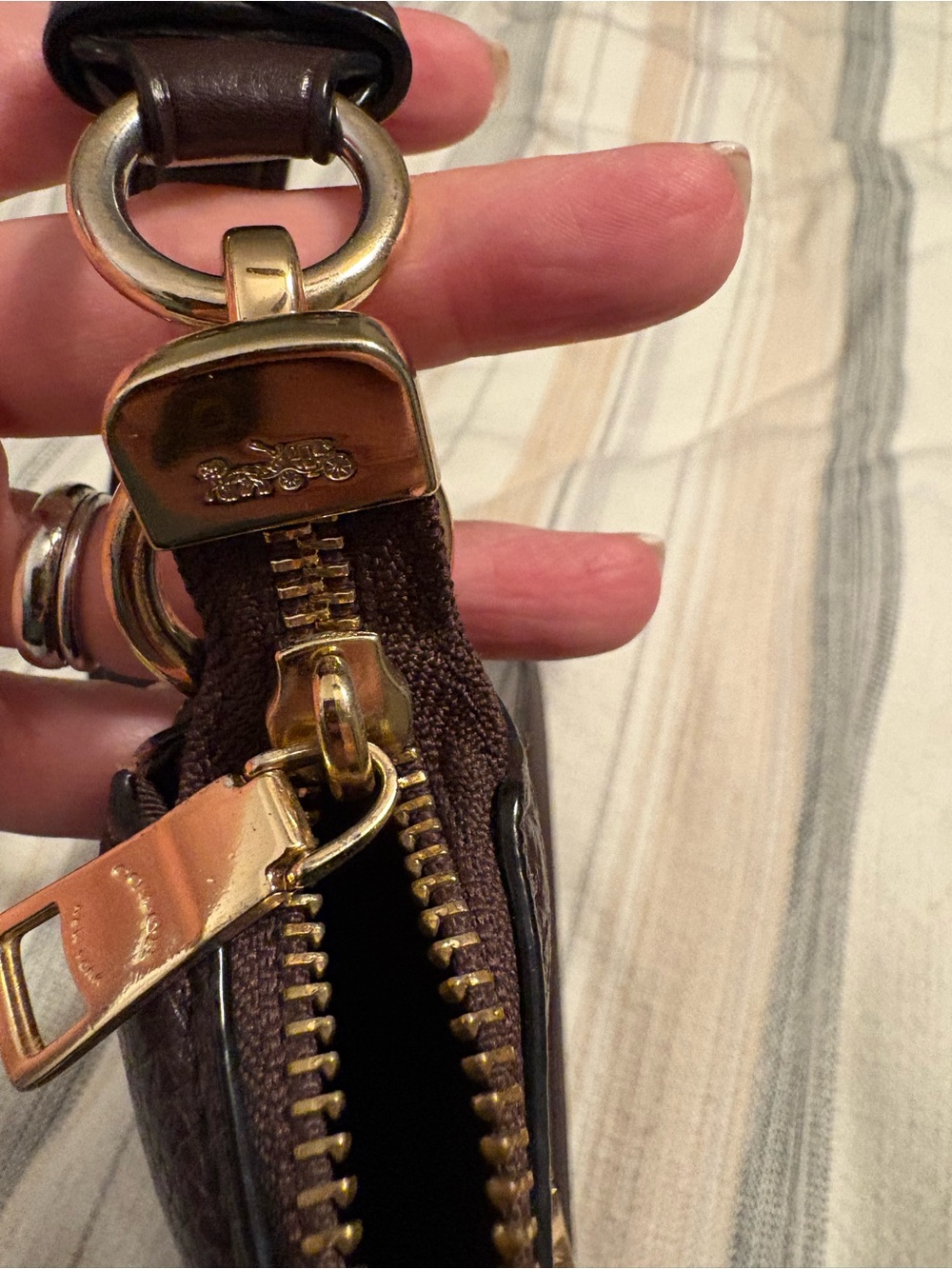 COACH Pebbled Leather Crossbody Bag in Dark Brown - Picture 4 of 5